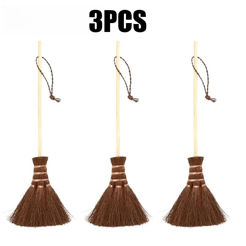 Mini Broom Desktop Keyboard Cleaner Portable Small Sweeper Creative Brown Bristle Brush for Dust crevice Cleaning Hanging Decor