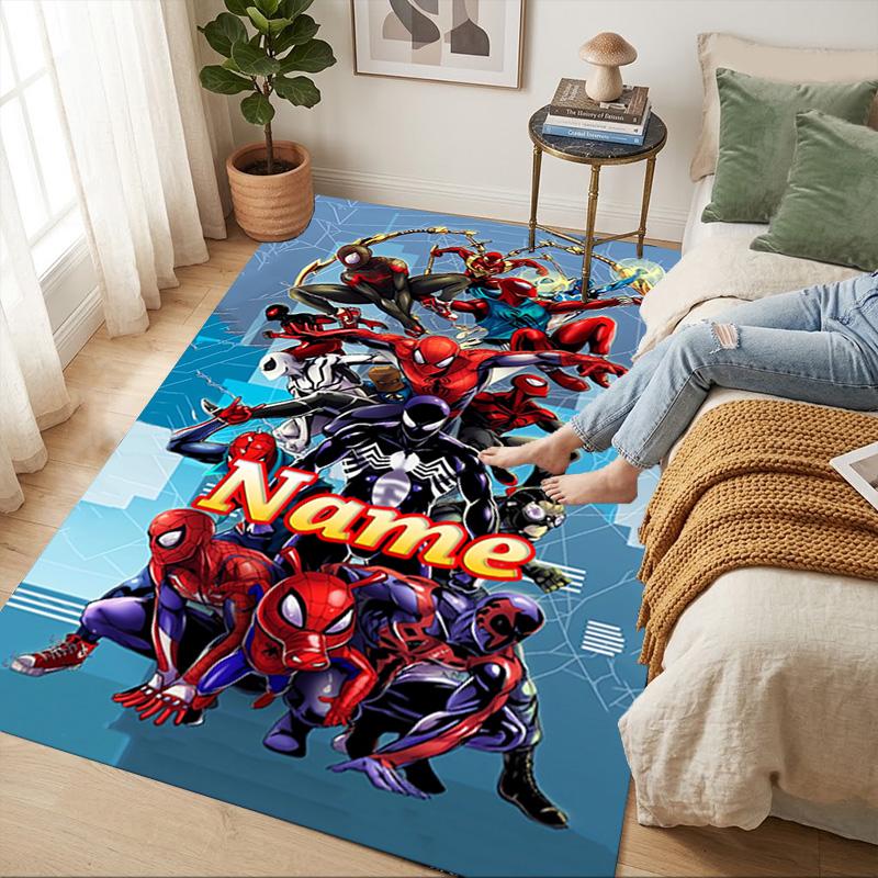 Personalized Name S-Spider M-Man Flight Living Room Non-Slip Area Rug Soft Carpet for Bedroom Kids Playroom Sofa Office Home Decor Doormat