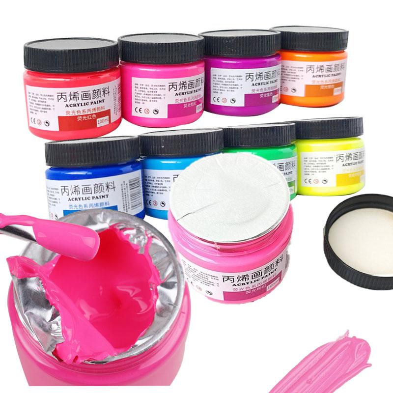 100ml Fluorescent Acrylic Painting Pigment Fade Fast and Waterproof Art Student Diy Graffiti Wall Painting