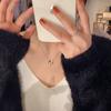 Chessboard bow necklace women's light luxury new collarbone chain high-end niche design neck chain versatile