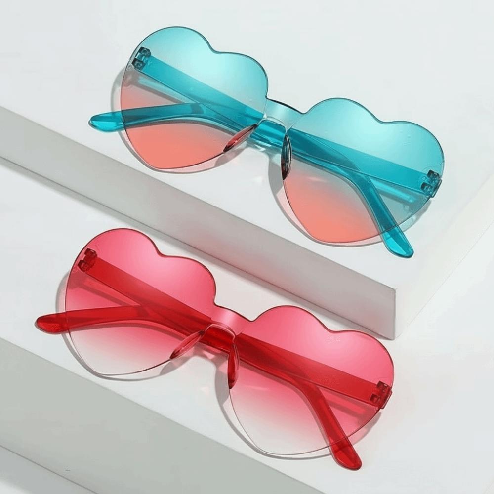 Trendy Love Heart Shape Sunglasses UV Protection Colorful Gradient Sunglasses  Women