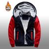 Men's fleece jacket; autumn and winter thickened warm color matching jacket; zipper hooded sweatshirt.
