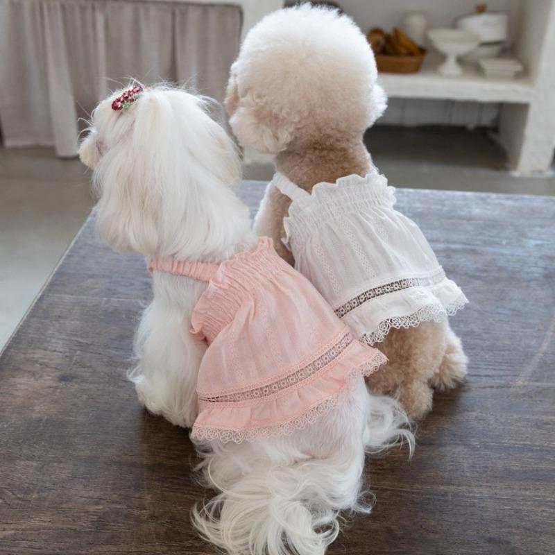Pet Spring Princess Skirt Lace Strap Skirt Teddy Tank Top Dog Clothes for Small Dogs Puppy Clothes