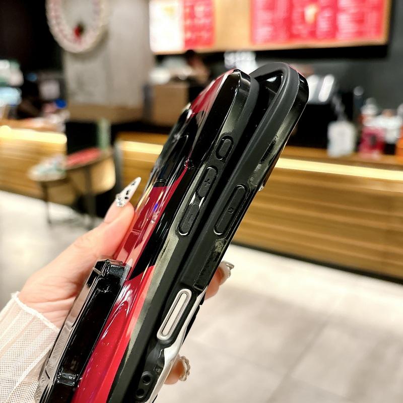 3D Car Shape Cool Glossy Phone Case For iPhone 16 Pro Max 15 Pro 14 13 12 11 Slim Hard PC Hybrid Silicone Soft Edge Shockproof Bracket Back Cover