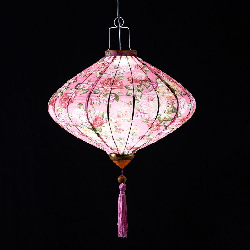 12/14 Inch Oriental Style Palace Lantern Cloth Silk Floral Pattern Lantern Vietnam Mid Autumn Spring Festival Hanging Decor