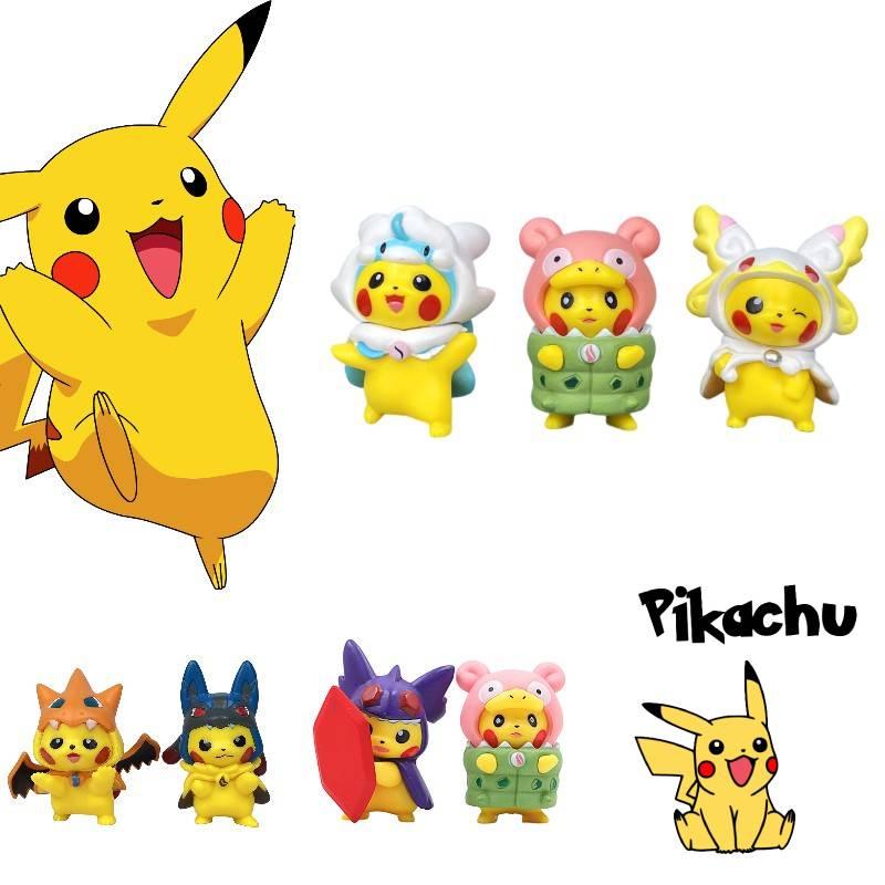 Adorable Pikachu Costume Figures Set For Desk And Car Decor