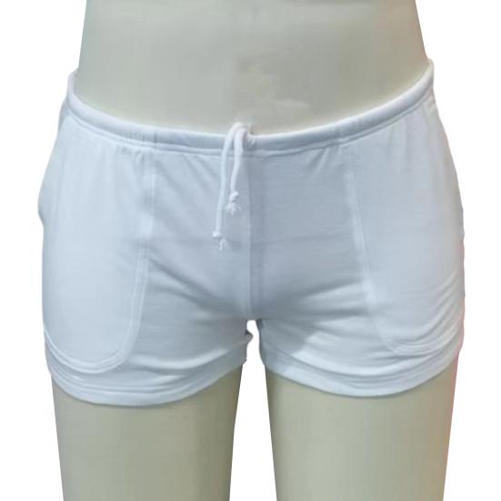 Herre Hvite Sommershorts Snøring i Midjen Casual Underdeler Pustende Ensfarget Tynne Shorts for Strandferie Fritidssport