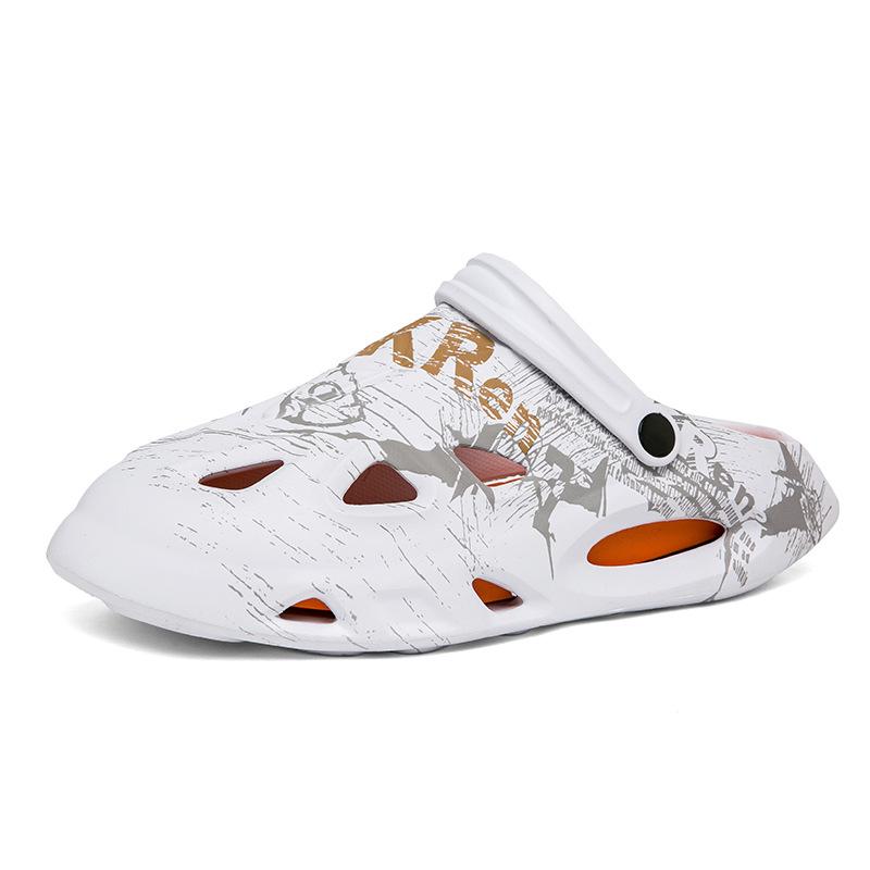 Men's color matching indoor and outdoor beach shoes large size hole shoes summer driving platform sandals