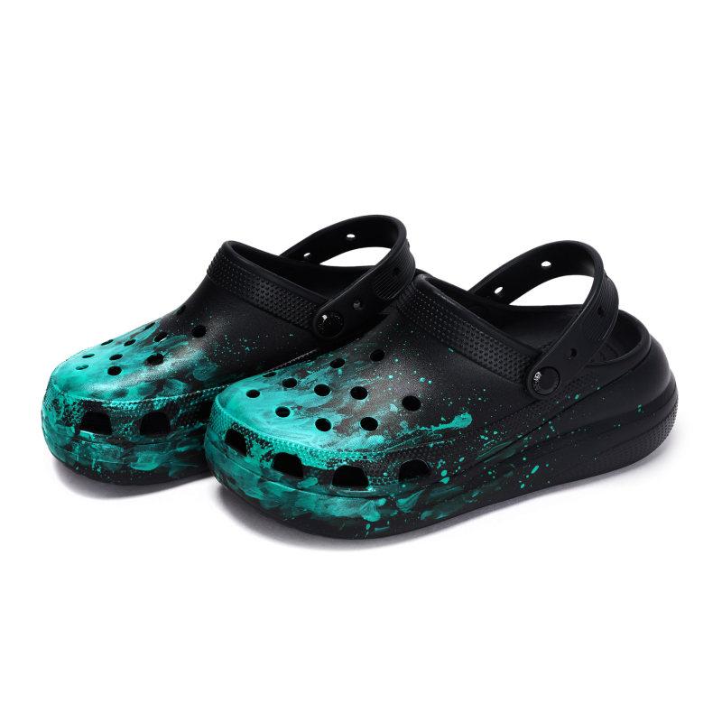 Crocs Classic Clog 811 Made In Conspiracy Scene Special Shoe Box Fluid Splash Ink Hole Shoes Unisex Black Tiffany