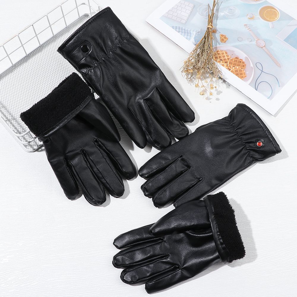 Winter Outdoor Sport Full Finger Mittens PU Leather Mitts Touch Screen Gloves Sport Cycling Gloves