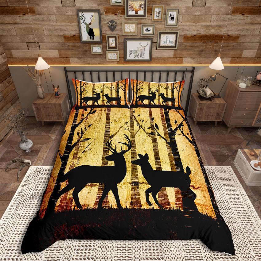 Homewish Wildlife Wolf Duvet Cover SetWoodland Animal For Teens Bedding SetJungle Safari Decor