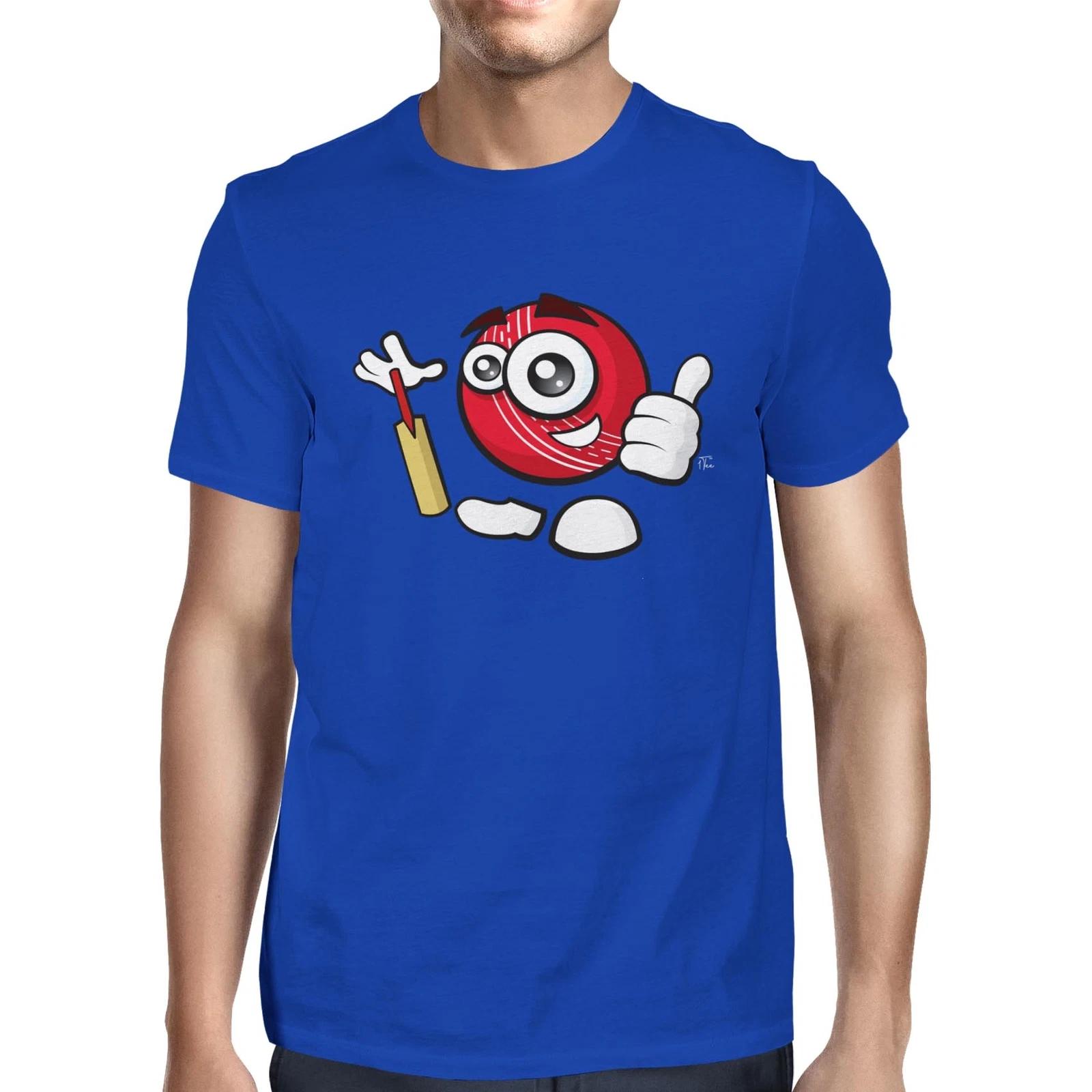 1Tee Mens Happy Cricket Ball with Bat T-Shirt XS