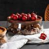 Wooden Trays Glass Bowl Nuts Fruits Food Container Cereals Jar Double Layer Candy Jars with Wooden Lid Home Kitchen Storage Box
