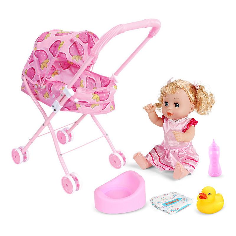 Girls' Playhouse with Doll and Toy Stroller Set