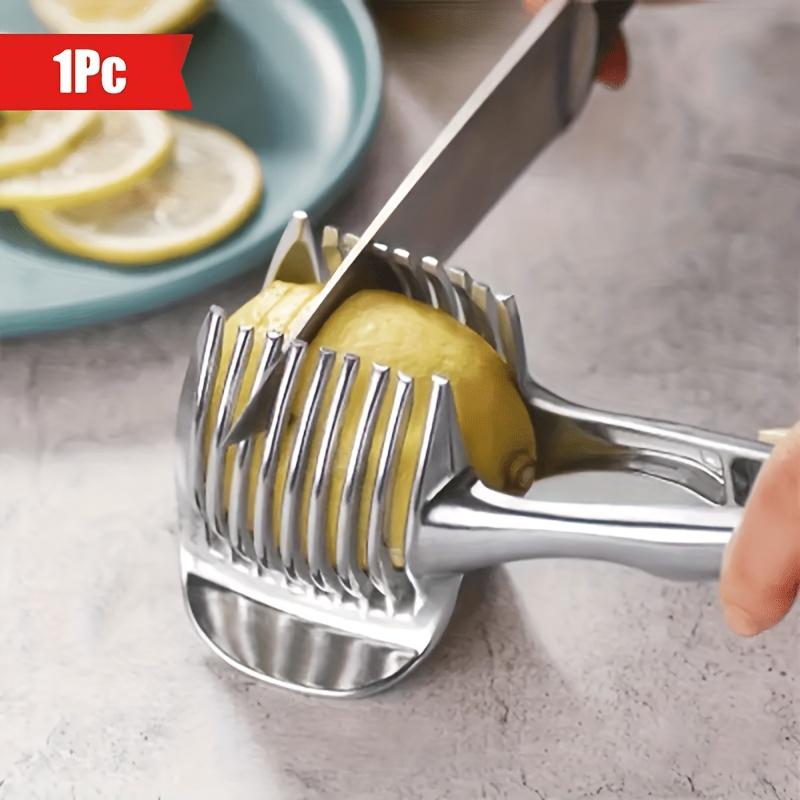 A lemon slicer Tomato slicer Aluminum Lemon Slicer Household multifunctional slicer Fruit Tomato Divider Aluminum Lemon Slicer Manual A-Nordic silver