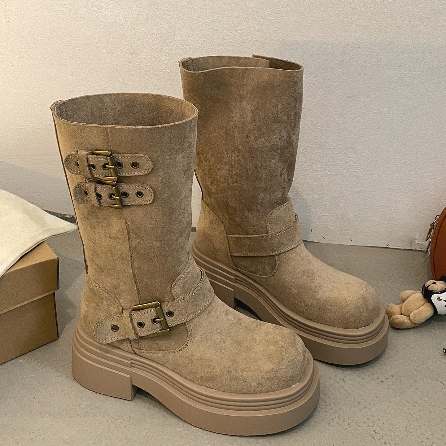 

Queen Fan Retro British Style Thick Heel Martin Boots Women s 2025 New Autumn Skinny Medium Boots 39 хаки