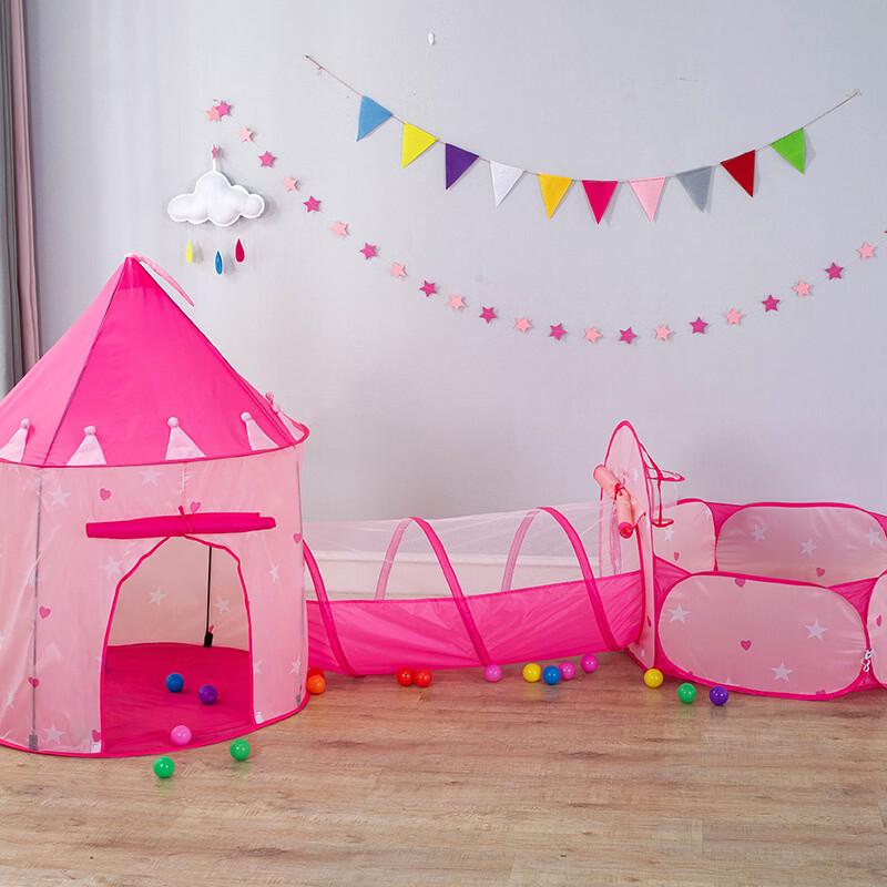 OEING Kids Pink Heart Castle Play Tent