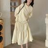 Ruffled Long Sleeve Long Dress Spring Autumn Loose Fit Tummy-Hiding Slimming A-Line Skirt
