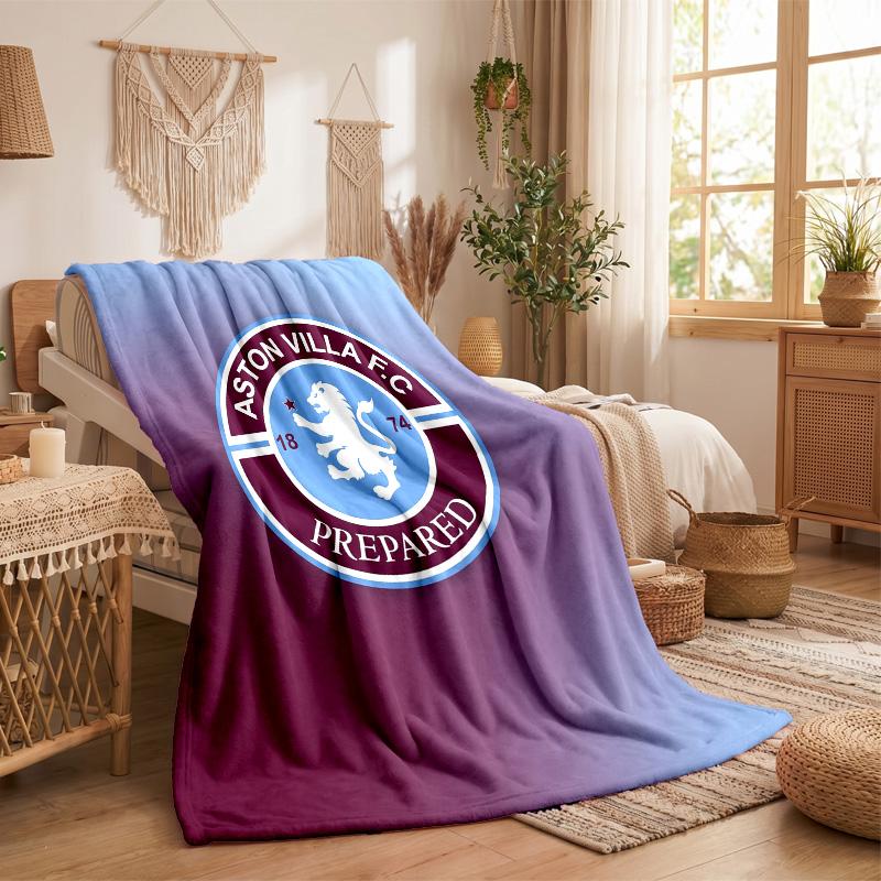 Aston Villa Football Print Flannel Blanket Soft Warm Sofa Bed Throw Blanket For Home Office Bedroom