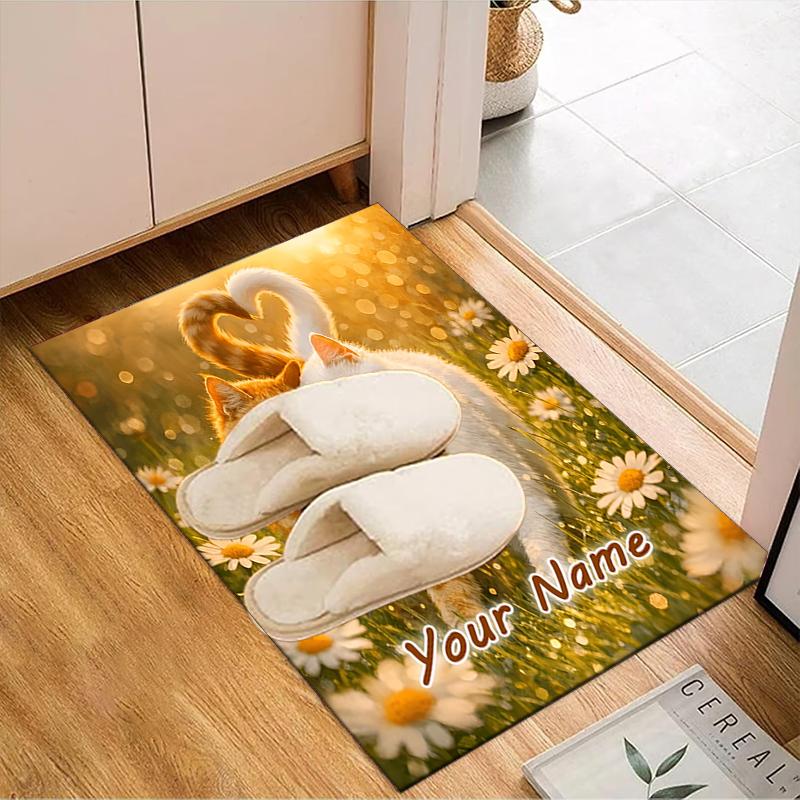 1PC Custom Name Heartfelt Friendship In Flowers Theme Floor Mat Ideal for Living Room, Game Rooms, Office, Bedroom,Floor Mat Playful Design67