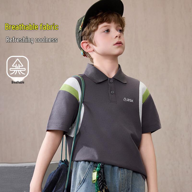 ASK JUNIOR Boys  Summer Color-block Polo T-shirt 160