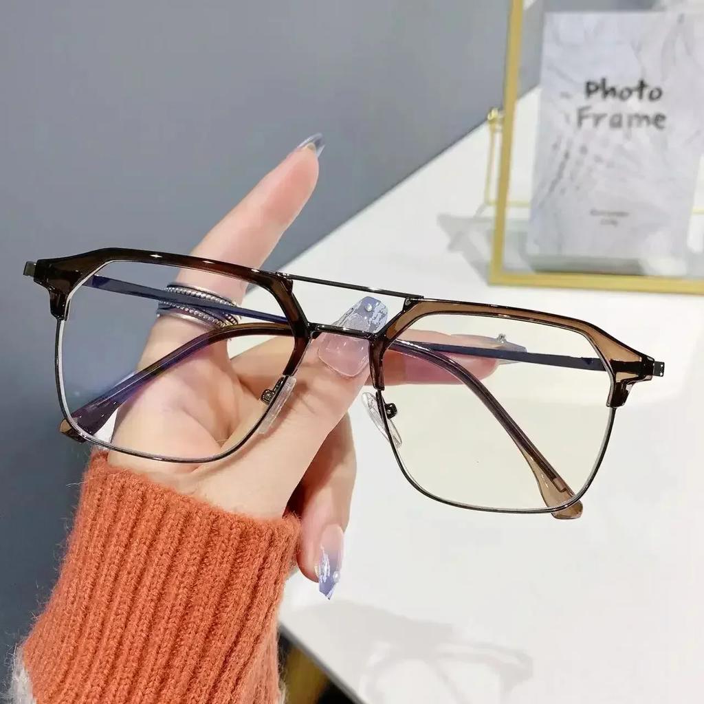 Unisex Vintage Near Sight Eyeglasses Trendy Square Frame Myopia Glasses for Women Men Retro Double Bridge Minus Diopter Glasses