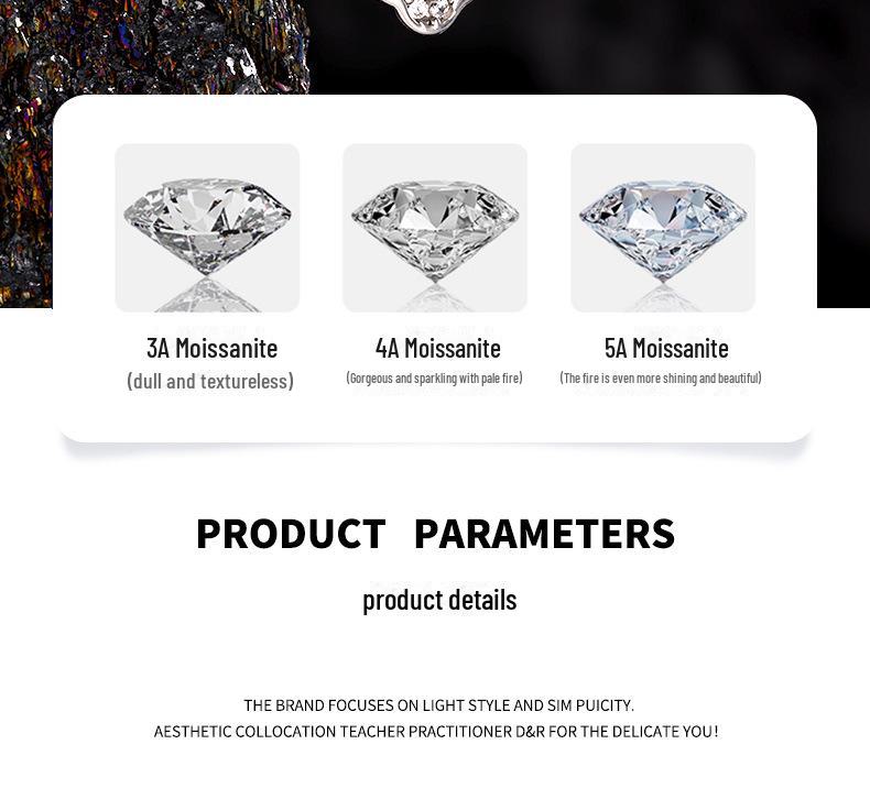 S925 Sterling Silver Korean Moissanite Four-Leaf Clover Necklace - Light Luxury National Style for Ladies