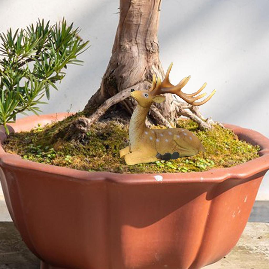 Resin Sika Deer Statue Ornament Deer Sculpture Cute Chinese Spotted Deer Model Mini Animal Statue for Park Lawn Multipurpose