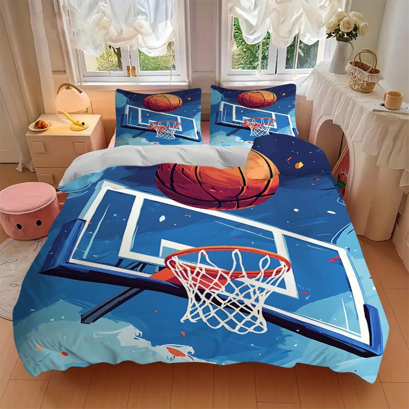 3pcs Basketball Hoop Bedding Set, Includes Without Pillow Inserts, Soft Comfortable Bedding Set,All-Season Use a0924018