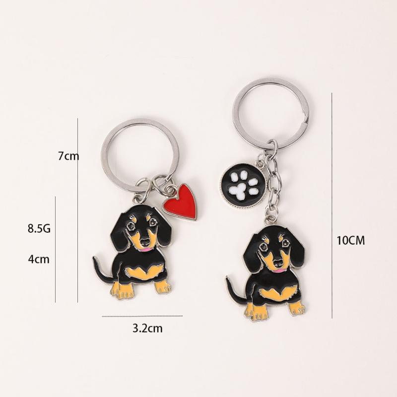 New Metal Cute Dachshund Dog Keychains Car Key Ring Pet Dogs Heart Tag Key Men Gift Pendant Best Friend Gifts Accessories
