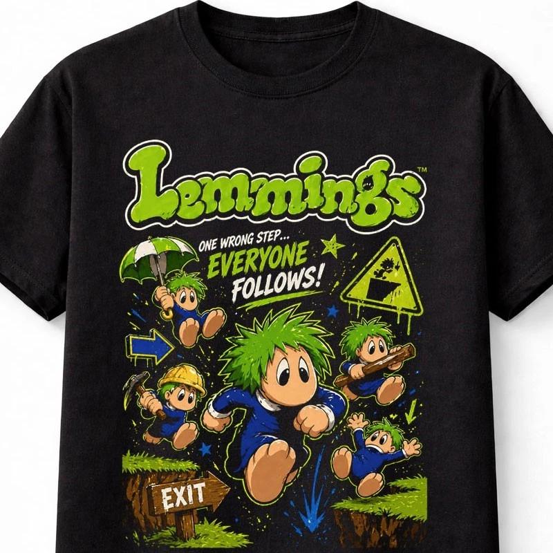 Lemmings Retro Puzzle Gaming Graphic Gamer Unisex TShirt S