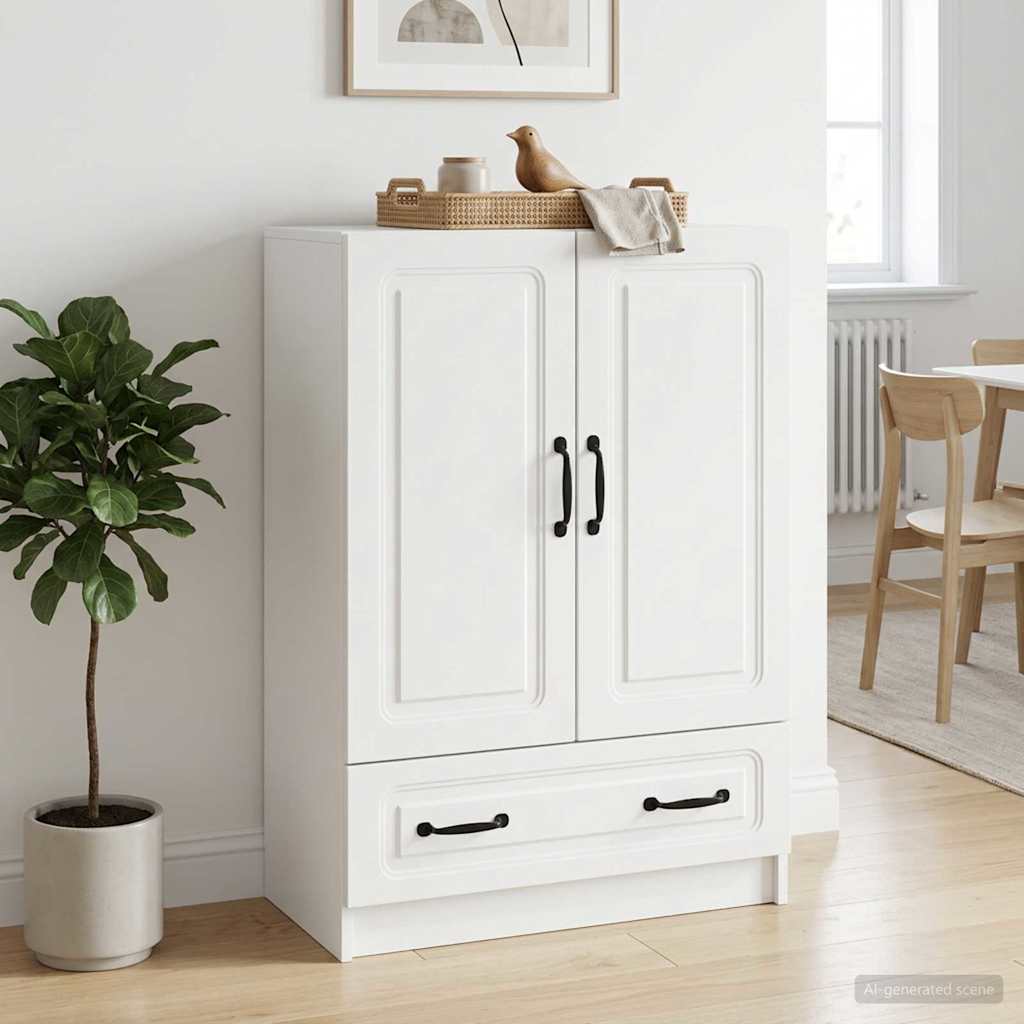 White Sideboard with Drawers 66 x 34.5 x 92 cm Engineered Wood