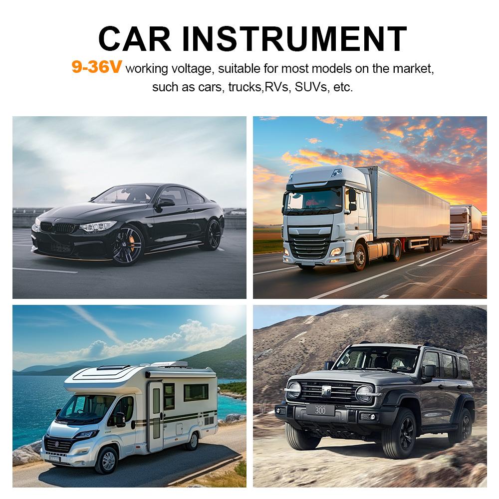 Car LCD Meter Digital Oil Pressure Voltage Water Temperature Gauge 3-in-1 Universal Instrument 9-36V for Car Truck SUV RV