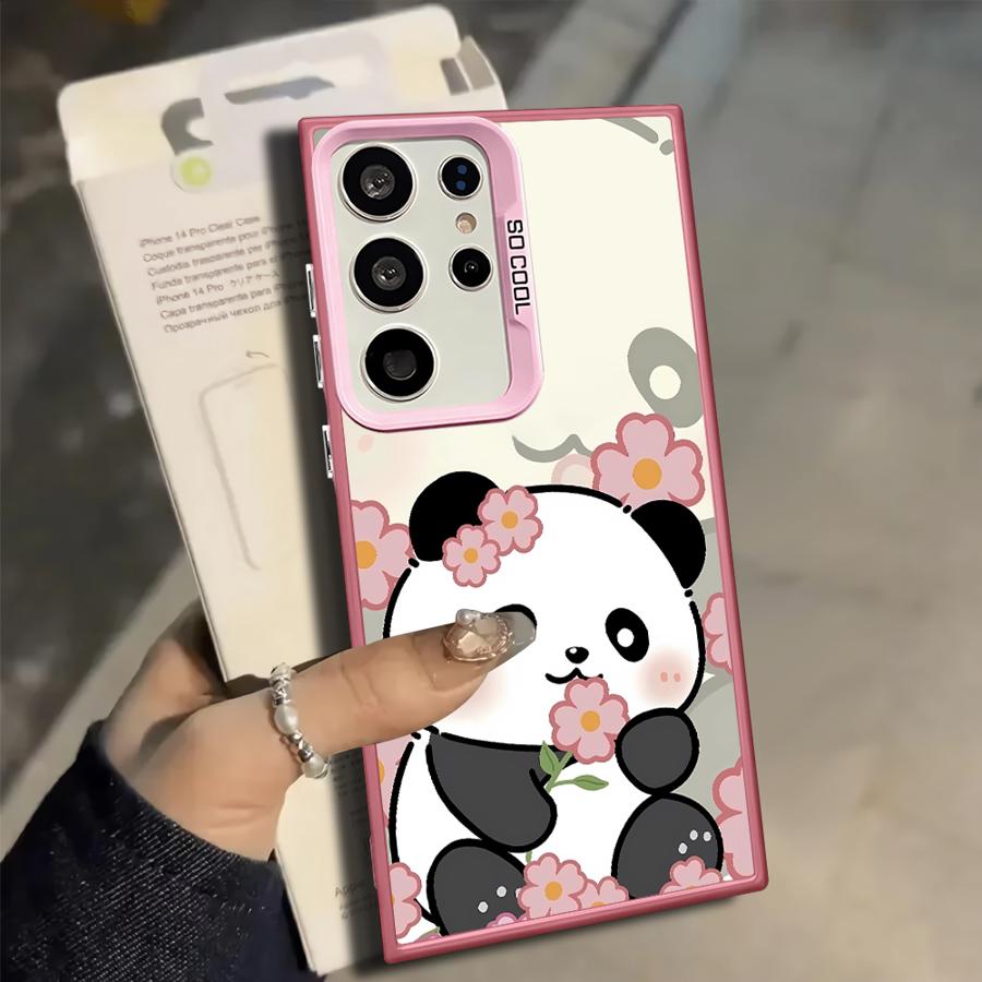 Case for Samsung Galaxy S25 S25Edge S21 S20 Plus S24 FE S23 Ultra S22 S23 Note 20 Ultra Phone Cover Cute Cartoon Panda