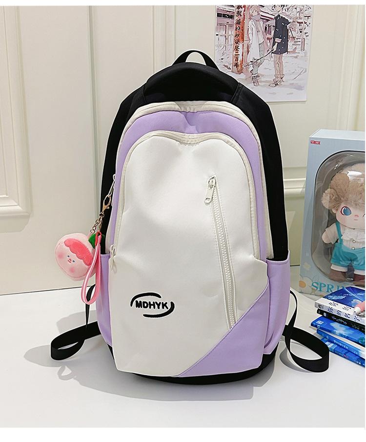 School bag Korean version fashionable versatile backpack new large-capacity literary college style school bag contrasting color casual simple backpack