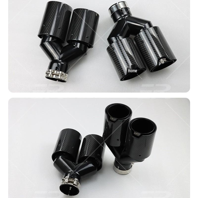 Universal Dual Y-Type Carbon Fiber Black Stainless Steel Exhaust Muffler for BMW
