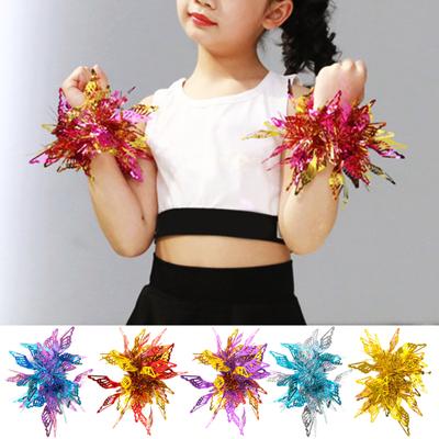Kinder Tanzen Handgelenk Blume Schmetterlinge Dekor Helle Farben Elastisches Gummiband Armband Kinder Leistung Party Tragen Zubehör