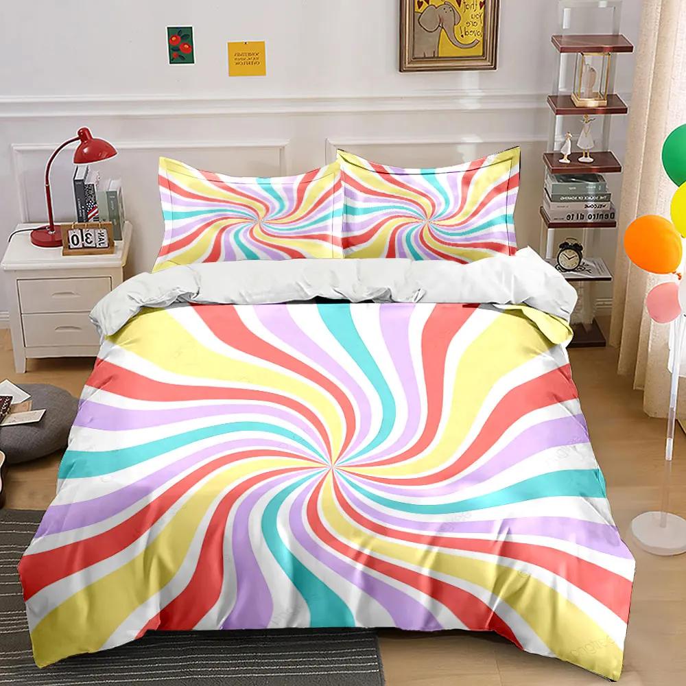 Colorful Abstract Spiral Decor Set Soft Comfortable Duvet Cover Bedding Set Included 1*Duvet Cover & 2*Pillowcases gift