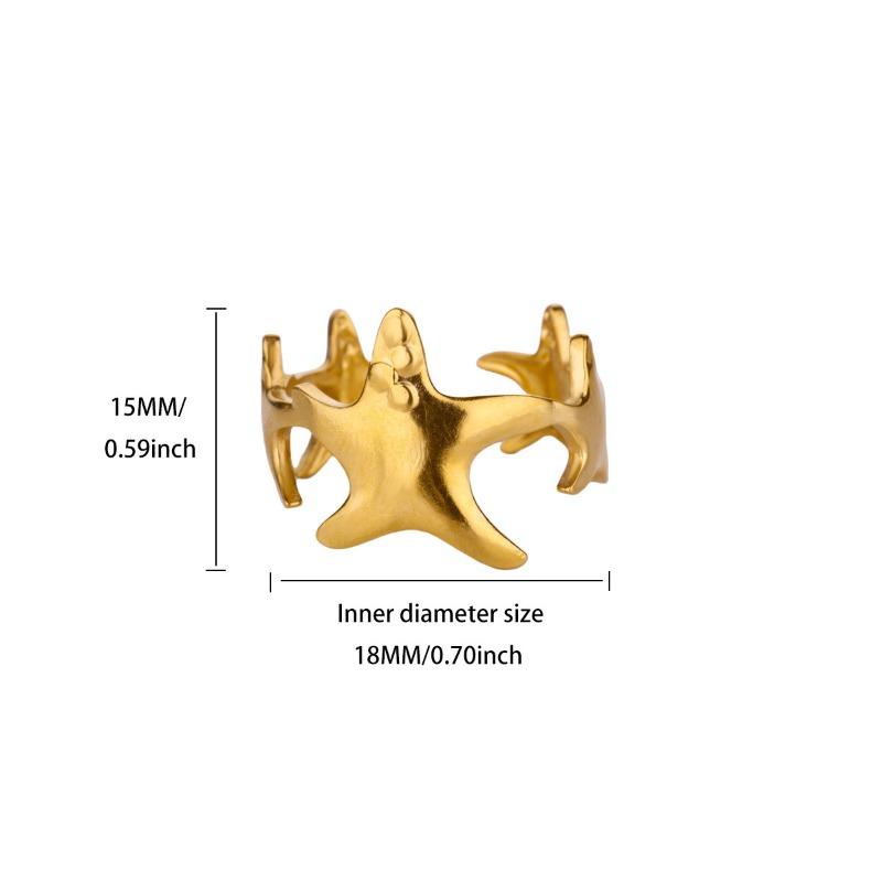 Wind trend ocean wind multiple scallop ring gold and silver color scheme titanium steel fashion exquisite jewelry