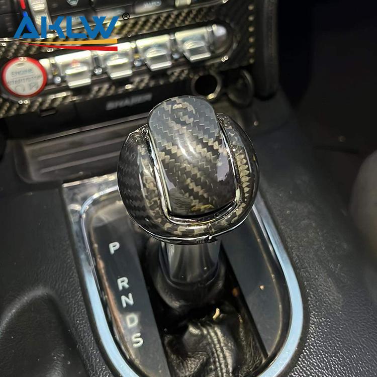 For Ford Mustang 2015 to 2020 Real Dry Carbon Fiber Car Gear Shift Knob Head Trim Cover Car Interior Protective Accessories