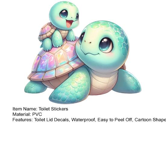 Toilet Stickers Cute Lid Stickers No Glue Turtle Design Toilet Waterproof Decal Residue