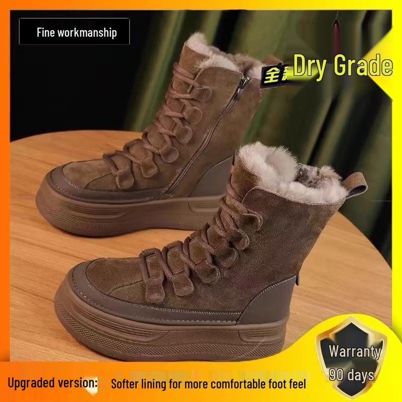 Women's Warm Mid-Calf Thick-Soled Snow Boots with Fur Lining