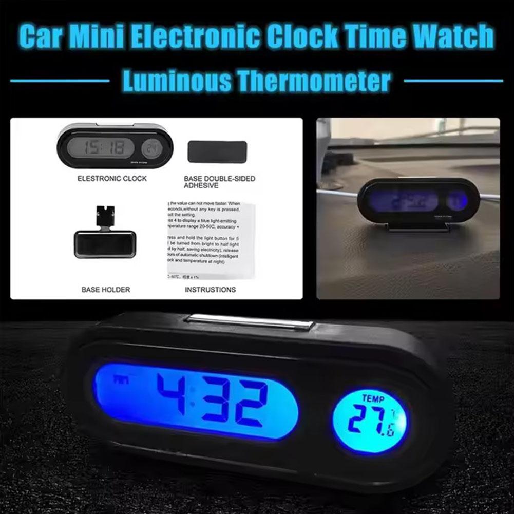 NEW 2 In 1 Car Clock Digital Thermometer Time Watch Luminous Car Styling LCD Digital Display Clocks Backlight Auto Accessor D4J6