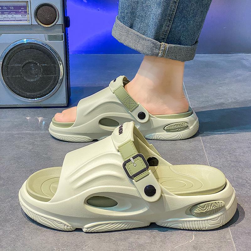 New Summer Men's Slippers Thick-soled Anti-skid One-word Drag Indoor and Outdoor Wear Men's Casual and Comfortable Two Shoes