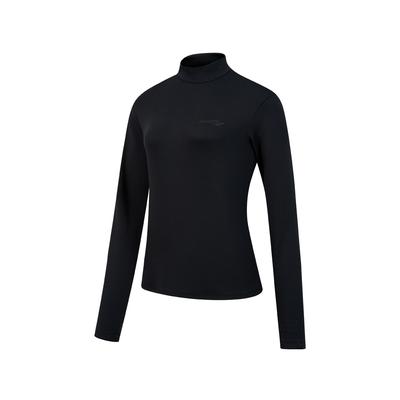 Running Training Series Versatile Breathable Fashion Half High Neck Long Sleeve T-Shirt Women Tops Black SC1240104A-BK01