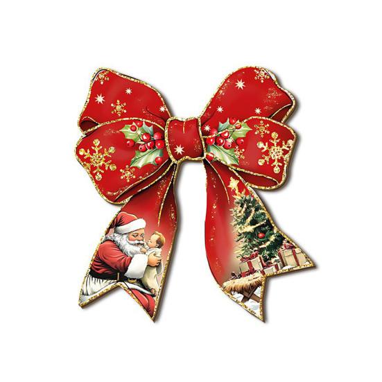 Yousheng Christmas Bow Wooden Door Sign 12 Inch Large Bow Hanging Welcome Sign Vintage Wall Art Door Hanger for Girls Room Dorm Apartment Porch Decor