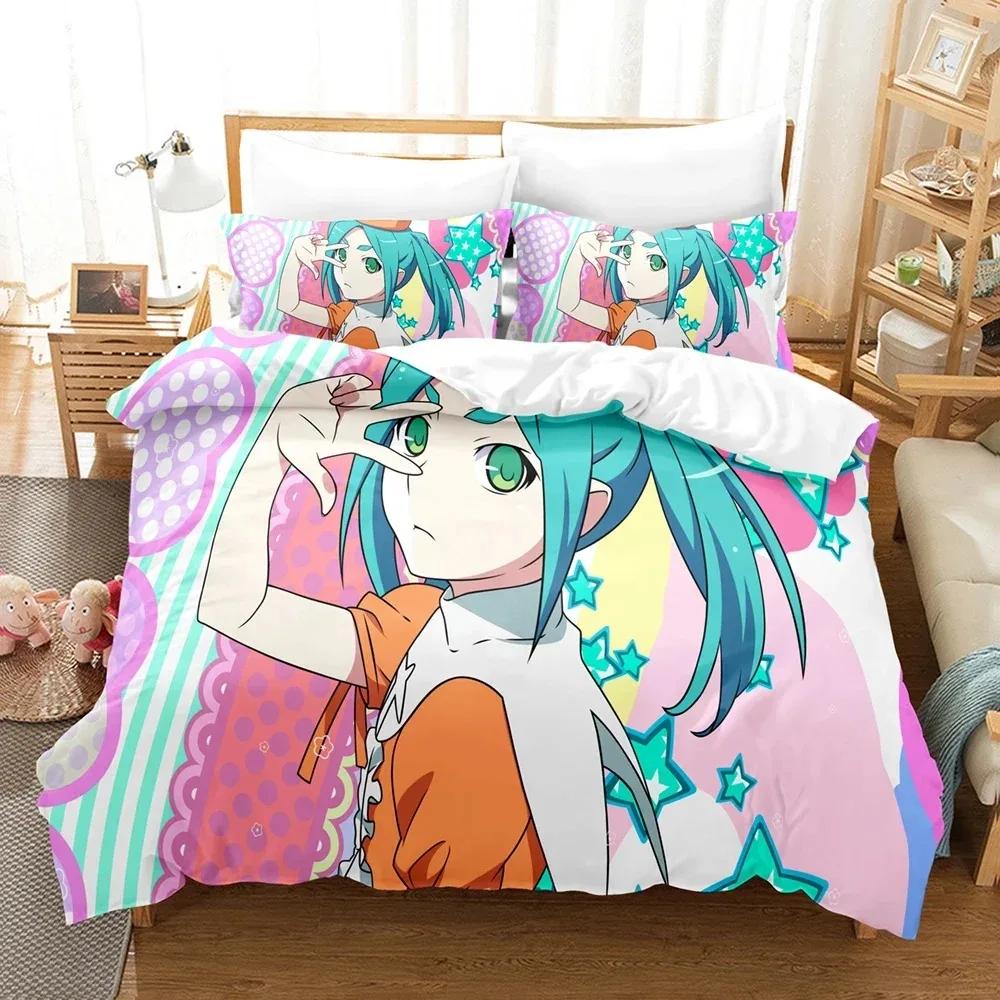 New 3D Print Monogatari Series Bedding Set Anime Araragi Koyomi Duvet Cover Double Twin Full Queen King Adult Kids Quilt Cover