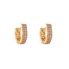 Creative Geometric Double Row Rhinestone Earrings - Small Alloy Ear Hoops & Studs