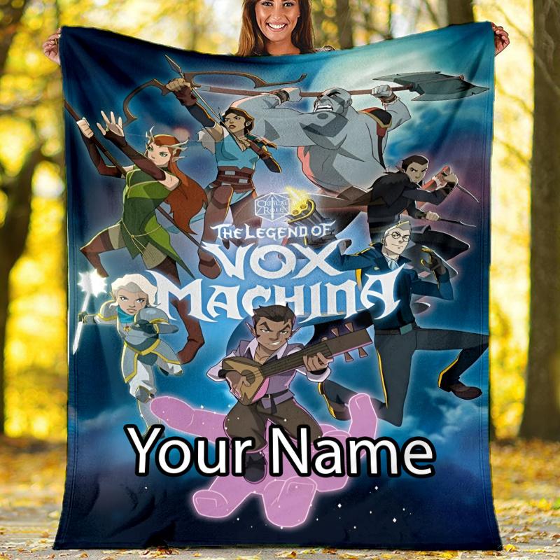 Custom Name Vox Machina Theme Printed Blanket - Perfect for Couch, Bed, Travel & Outdoor Use | Machine Washable, Cozy & Durable.