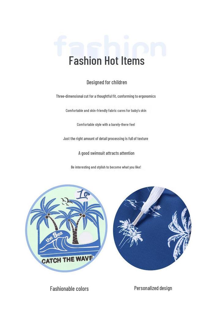 2026 Boys' Sun Protection Swimwear: Two-Piece Kids' Swimsuit & Trunks